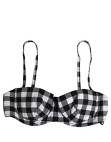 Dolce & Gabbana Black White Gingham Check Beachwear Bikini Top