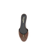 Saint Laurent Brown Calf Leather Bos Taurus Mules