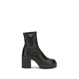 Prada Black Calf Leather Bos Taurus Ankle Boots