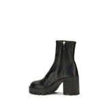Prada Black Calf Leather Bos Taurus Ankle Boots