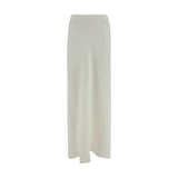 Brunello Cucinelli White Viscose Long Skirt