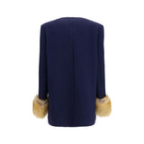 Valentino Garavani Blue Wool Oves Aries Coat
