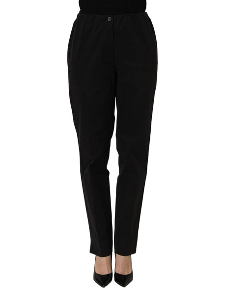 QL2 Black High-Waisted Straight Chino Women Trouser Pants