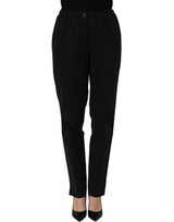 QL2 Black High-Waisted Straight Chino Women Trouser Pants