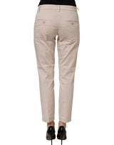 Dondup Beige Low Waist Tapered Women Cropped Trousers Pants
