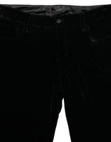 Ermanno Scervino Black Viscose Blend Velvet Slim Fit Pants