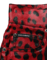 Dolce & Gabbana Red Leopard Cotton 5 Pockets Trouser Jeans