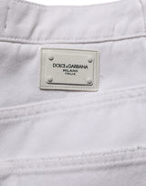 Dolce & Gabbana White Cotton Stretch Wide Leg Denim Jeans