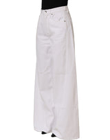 Dolce & Gabbana White Cotton Stretch Wide Leg Denim Jeans
