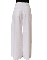 Dolce & Gabbana White Cotton Stretch Wide Leg Denim Jeans