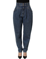 Dolce & Gabbana Dark Blue Cotton Stretch Tapered Denim Jeans