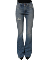Dolce & Gabbana Blue Cotton Boot Cut Denim Trouser Jeans