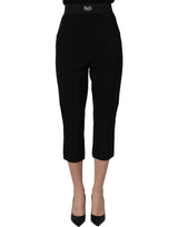 Dolce & Gabbana Black Viscose High Waist Capri Trouser Pants