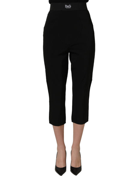 Dolce & Gabbana Black Viscose High Waist Capri Trouser Pants