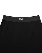 Dolce & Gabbana Black Viscose High Waist Capri Trouser Pants