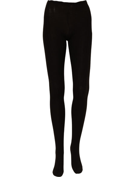 Dolce & Gabbana Black Wool Tights Stocking Pantyhose One Size Socks