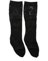 Dolce & Gabbana Black Floral Lace Nylon Stretch Stockings Socks