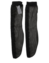 Dolce & Gabbana Black Nylon Mesh Sheer Calf Long Accessory Socks