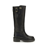 Miu Miu Black Calf Leather Bos Taurus Flat Boots