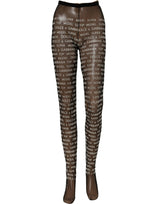 Dolce & Gabbana Black White All Over Print Sheer Stretch Tights Socks