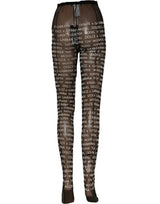 Dolce & Gabbana Black White All Over Print Sheer Stretch Tights Socks