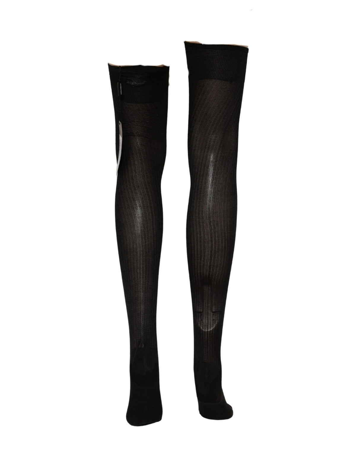 Dolce & Gabbana Black DG Logo Rhinestones Stretch Thigh High Socks