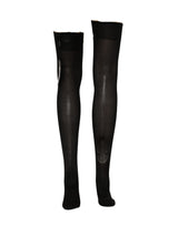 Dolce & Gabbana Black DG Logo Rhinestones Stretch Thigh High Socks