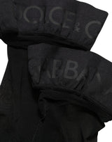 Dolce & Gabbana Black Nylon Logo Calf Long Women Accessory Socks