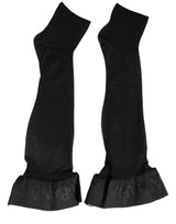 Dolce & Gabbana Black Nylon Logo Calf Long Women Accessory Socks