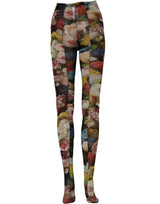 Dolce & Gabbana Black Floral Print Tights Sheer Stockings Socks