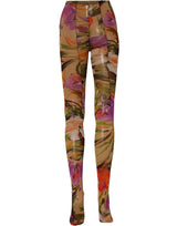 Dolce & Gabbana Beige Floral Print Tights Sheer Stockings Socks