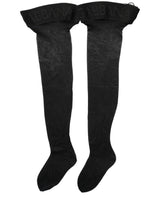Dolce & Gabbana Black Nylon Logo Calf Long Women Accessory Socks