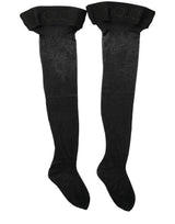 Dolce & Gabbana Black Nylon Logo Calf Long Women Accessory Socks