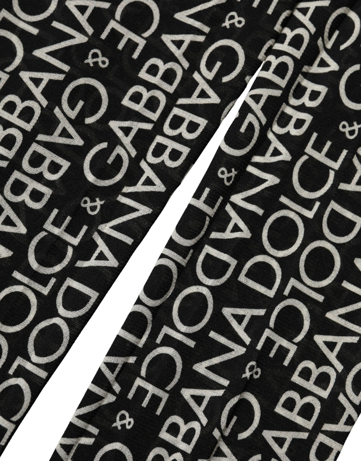 Dolce & Gabbana Black White All Over Print Sheer Stretch Tights Socks