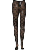 Dolce & Gabbana Black All Over Print Sheer Stretch Tights Socks