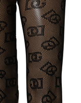 Dolce & Gabbana Black All Over Print Sheer Stretch Tights Socks