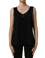 Dolce & Gabbana Black Gold DG Logo Cotton Sleeveless Tank Top