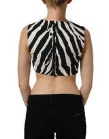 Dolce & Gabbana Black White Zebra Sleeveless Cropped Tank Top