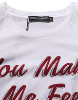 Dolce & Gabbana White Graphic Print Cotton Crew Neck T-shirt