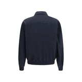 Brunello Cucinelli Blue Silk Biker Jacket