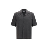 Brunello Cucinelli Gray Linen Shortsleeve Shirt