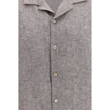 Brunello Cucinelli Gray Linen Shortsleeve Shirt