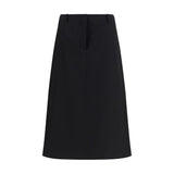 Fendi Black Wool Oves Aries Midi Skirt