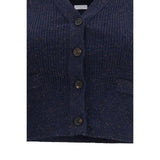 Brunello Cucinelli Blue Cashmere Sleeveles Sweater