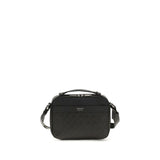 Ferragamo Black Calf Leather Bos Taurus Shoulder Bag