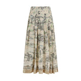 Alemais Beige Linen Midi Skirt