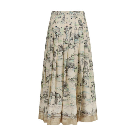 Alemais Beige Linen Midi Skirt