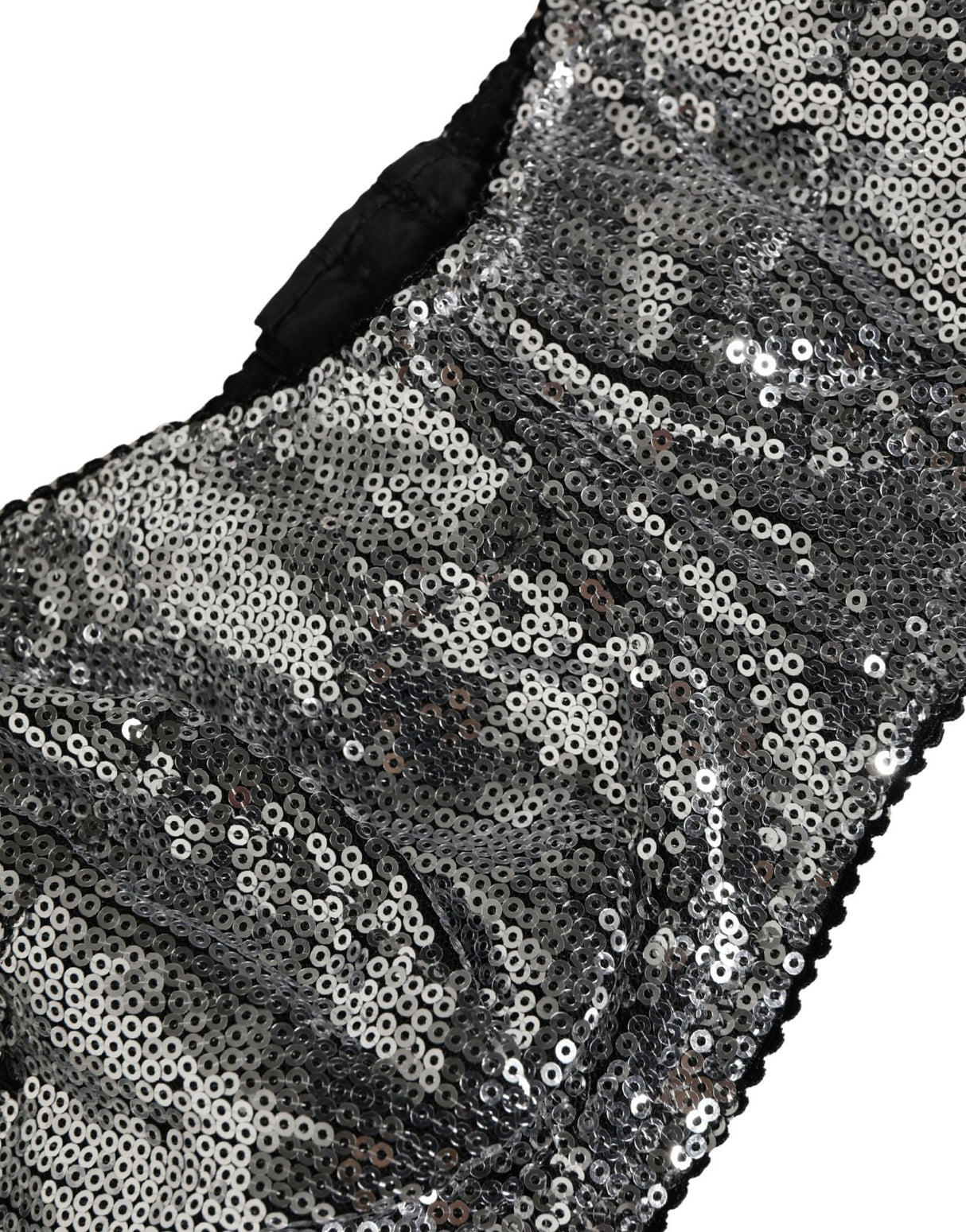 Dolce & Gabbana Silver Sequined Nyon Balconnet Bra Underwear
