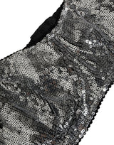 Dolce & Gabbana Silver Sequined Nyon Balconnet Bra Underwear