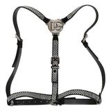 Dolce & Gabbana Black Leather Rhinestones Embellished Men Suspender